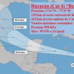 Beryl could be felt over central Cuba this morning