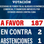 Celebran en Cuba apoyo del mundo en votación en Naciones Unidas