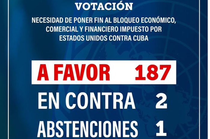 Celebran en Cuba apoyo del mundo en votación en Naciones Unidas