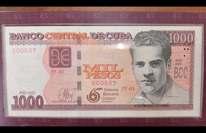 Informa Banco Central de Cuba sobre emisión especial de billete de 1000 pesos