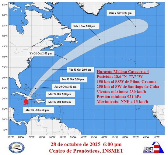 Melissa se acerca al oriente de Cuba