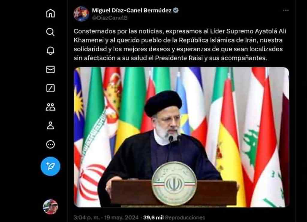 Expresa presidente cubano consternación tras accidente de par iraní