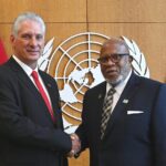 Dialoga presidente cubano con titular de Asamblea General de la ONU