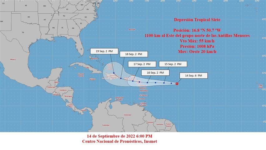 Depresión tropical siete con poco cambio