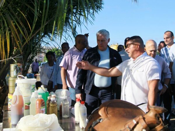 El presidente de Cuba conoció alternativas de producción de la Empresa Agroindustrial Municipal de Sancti Spíritus. Foto: Oscar Alfonso Sosa.