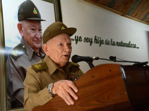 El Comandante de la Revolución Guillermo García Frías, Héroe del Trabajo de la República de Cuba, ponderó el quehacer integral de Flora y Fauna Sancti Spíritus. Foto: Oscar Alfonso Sosa.