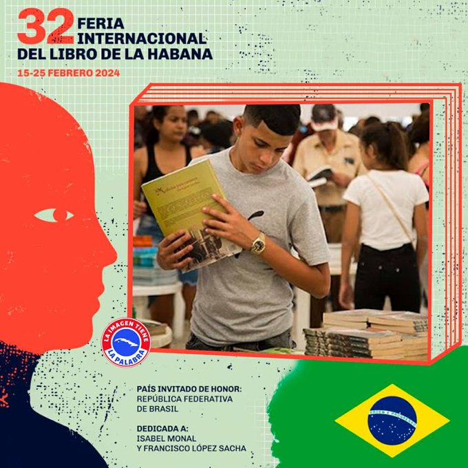 Banderas de Cuba y Brasil ondean en Feria del Libro