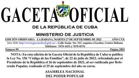 Entra en vigor en Cuba nuevo Código de las Familias