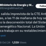 Salida imprevista de la CTA Antonio Guiteras provoca desconexión total del Sistema Electroenergético Nacional
