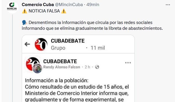 Comercio Interior desmiente noticia falsa sobre eliminación de libreta de abastecimientos