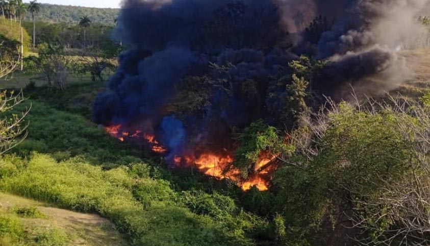 Quema controlada elimina mayor parte de combustible derramado en accidente ferroviario (+fotos y video)