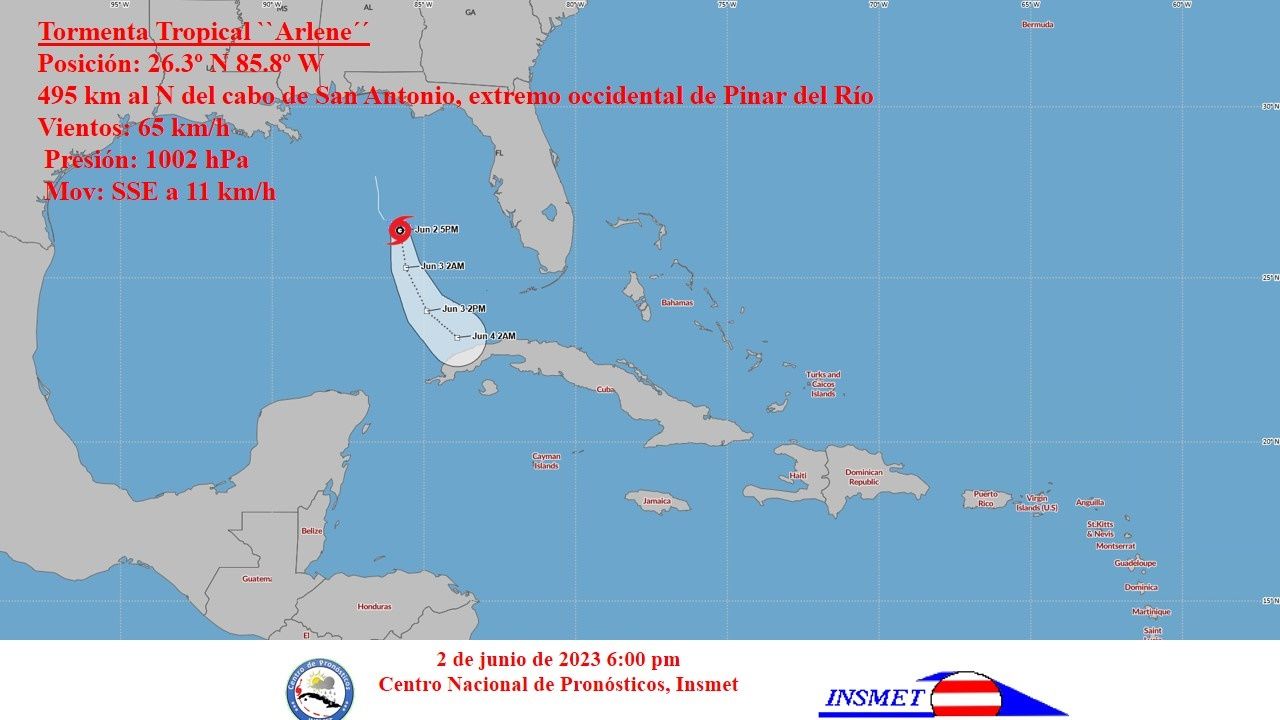 Tormenta tropical Arlene con poco cambio