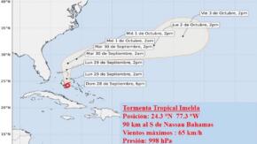 Tormenta tropical Imelda con poco cambio en las inmediaciones de las Bahamas