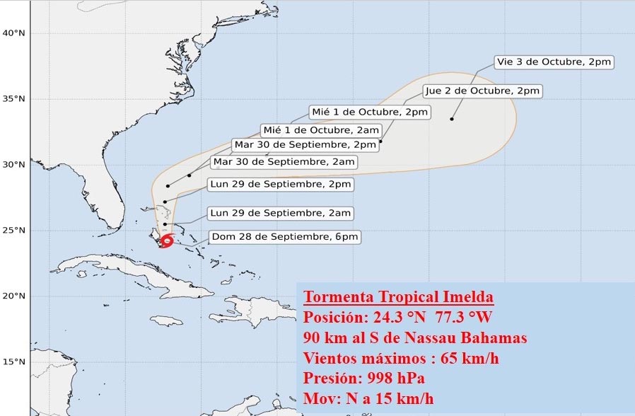 Tormenta tropical Imelda con poco cambio en las inmediaciones de las Bahamas