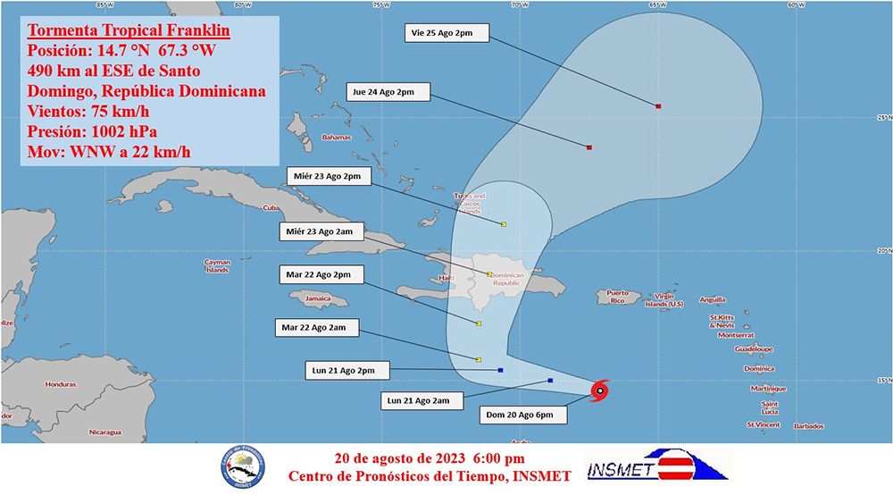 Se formó la tormenta tropical Franklin en el mar Caribe oriental