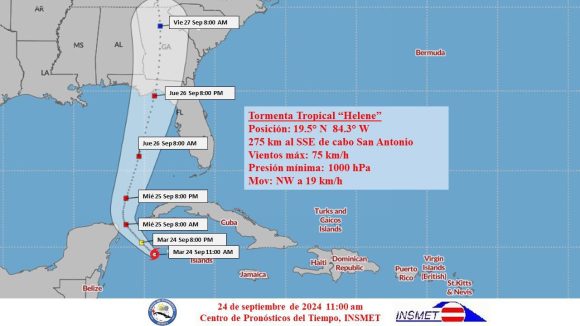 Defensa Civil orienta prestar especial atención a evolución de tormenta tropical Helene
