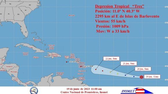 Se forma la depresión tropical Tres en el Atlántico Central
