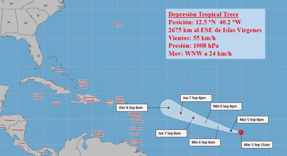 Se forma la depresión tropical número 13: El Caribe atento a su futura trayectoria
