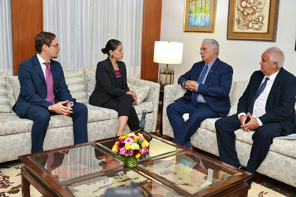 Presidente cubano se reunió con secretaria general del partido Morena