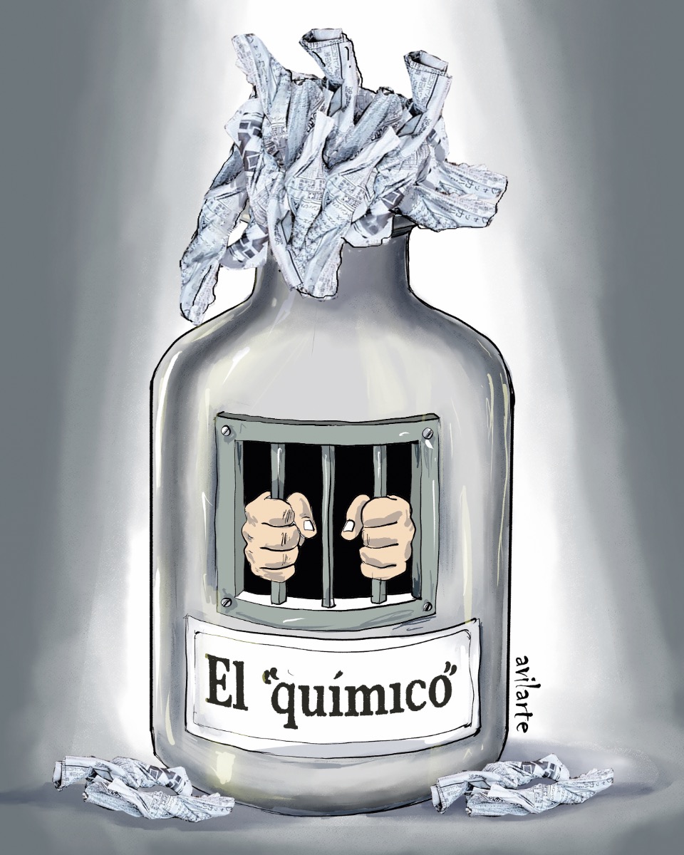 El químico destruye vidas. Ilustración José Alberto Rodríguez Ávila (Avilarte).