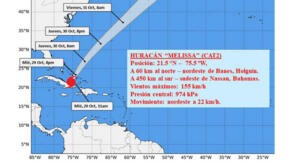 Melissa rumbo al sudeste de Las Bahamas