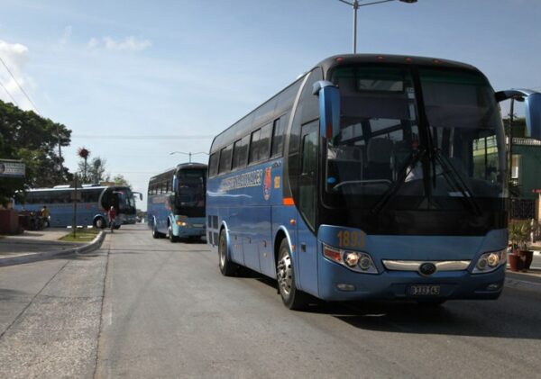 Los trabajadores de Ómnibus Nacionales un colectivo distintivo de la provincia. Foto: Oscar Alfonso Sosa.